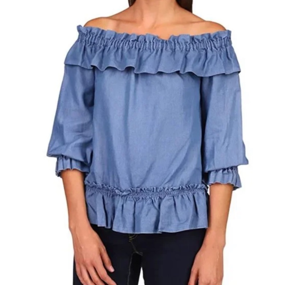 NWOT Michael Kors Off The Shoulder Chambray Top